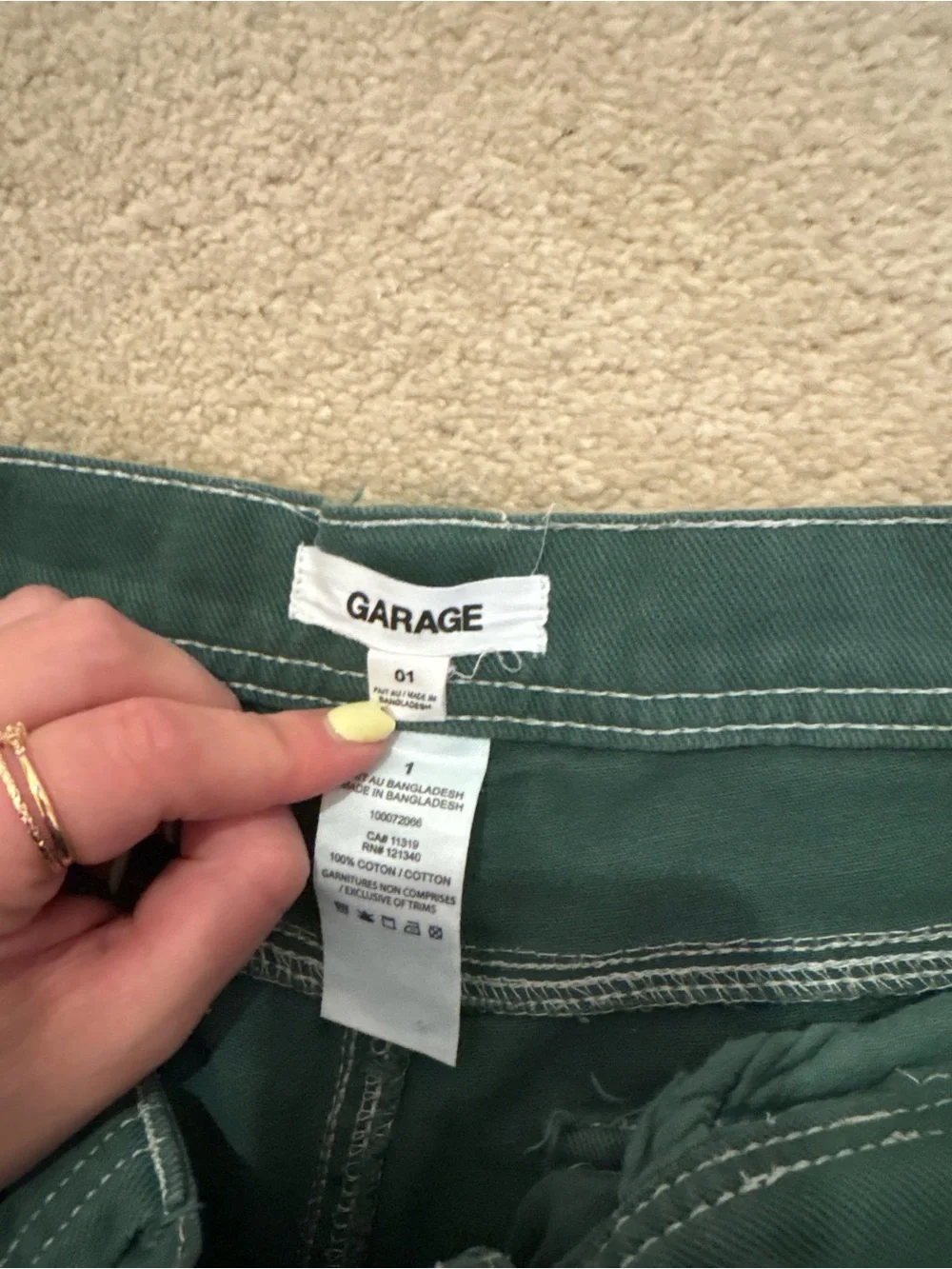 Garage Women's Straight Leg Carpenter Pant in Forest Green - Picture 3 of 3